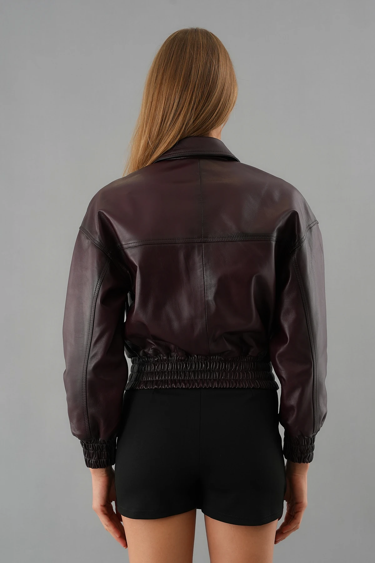 Luna Bordo Kadın Deri Ceket