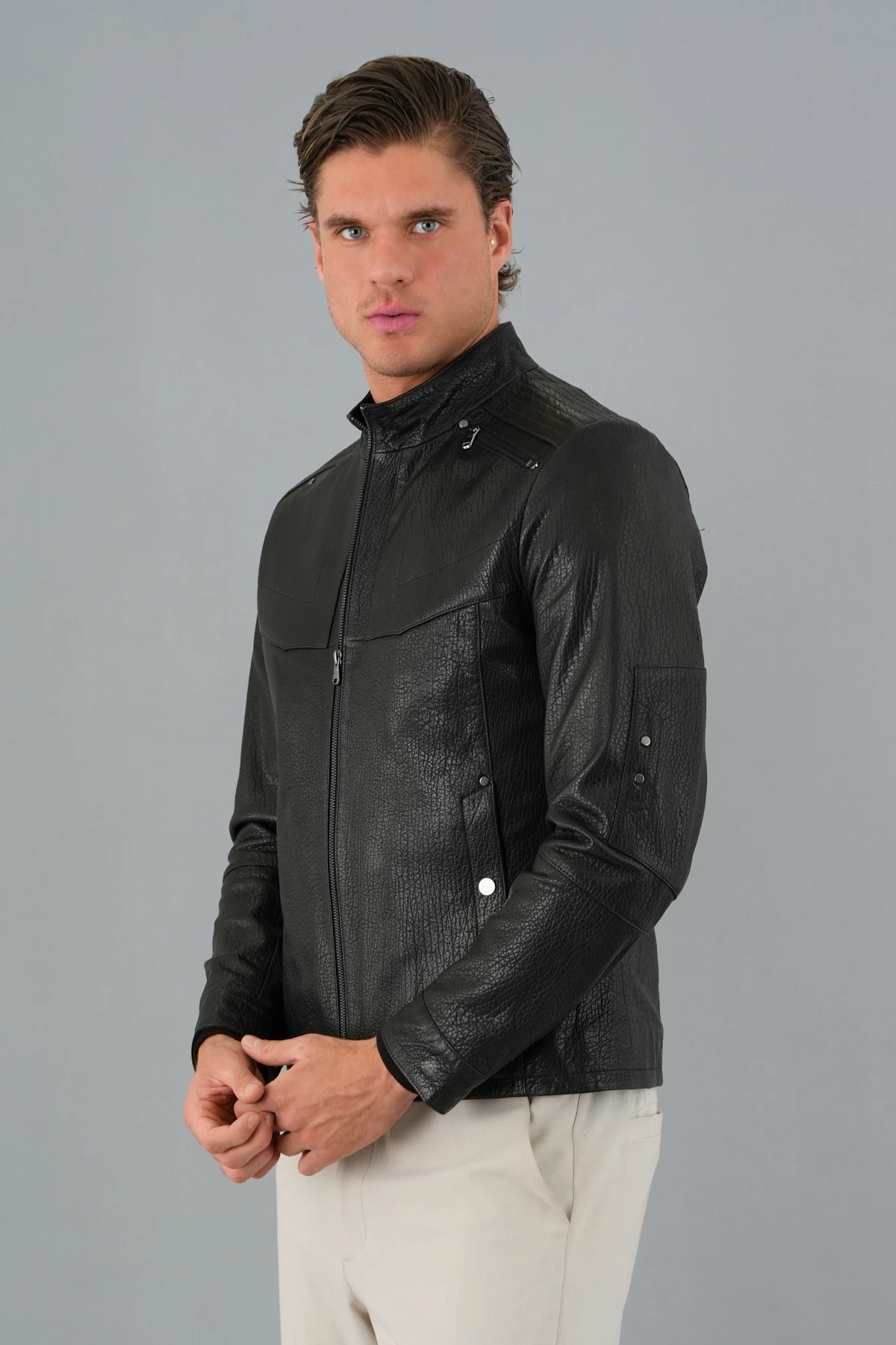 Vector Siyah Erkek Deri Mont