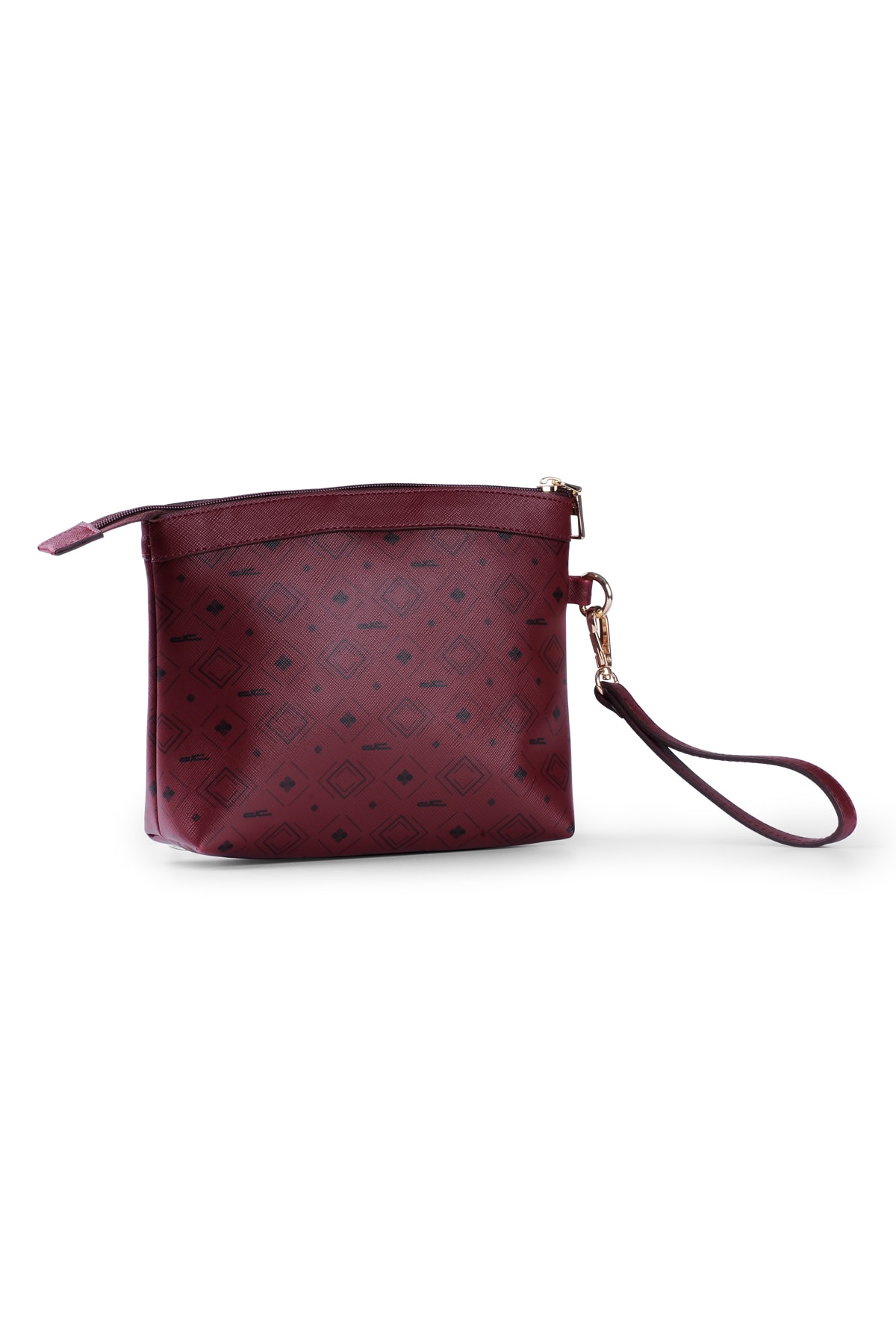 Women's Basic Clutch Bag Monogram Patterned Logo Burgundy Black