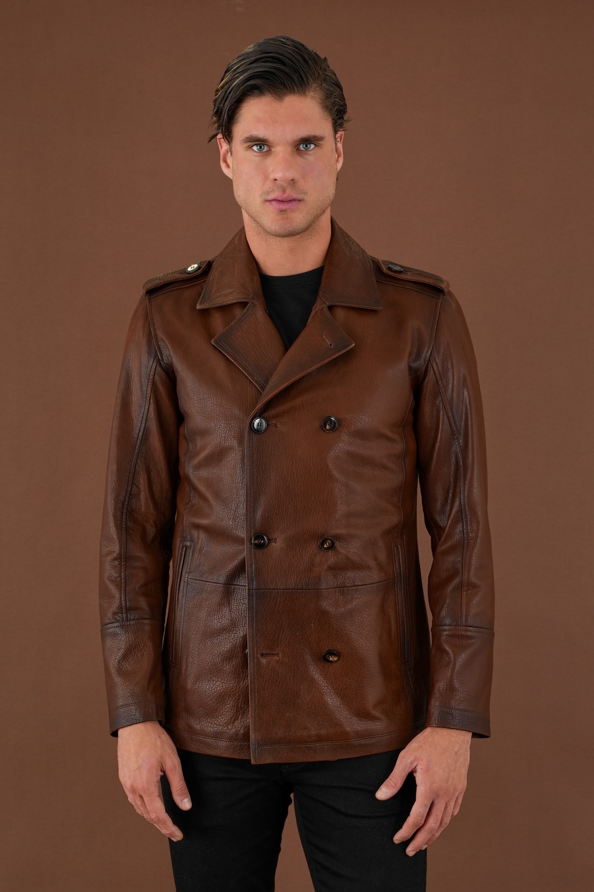 Freedy Kahverengi Erkek Deri Mont