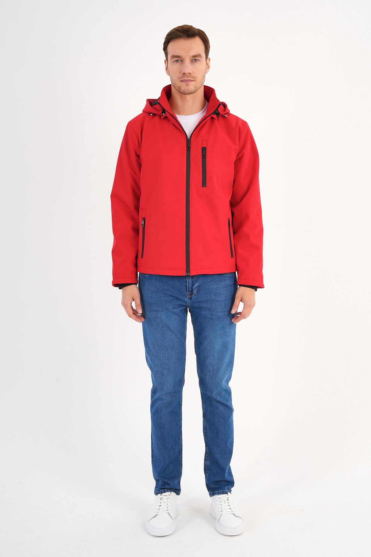 Shield Red Men's Hooded Softshell Coat