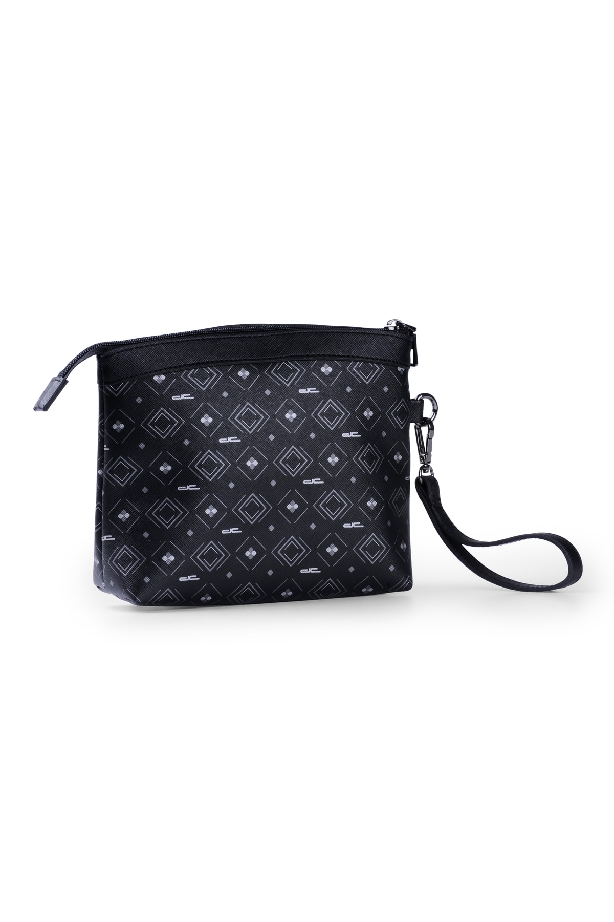 Women's Basic Clutch Bag Monogram Patterned Logo Black Grey