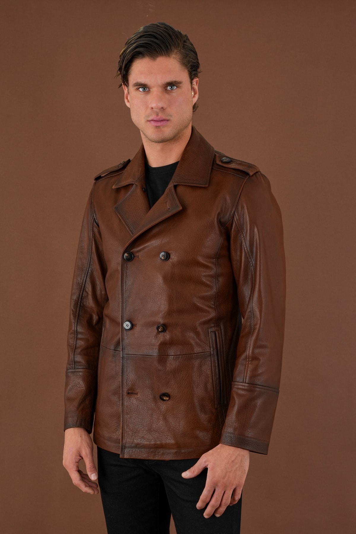 Freedy Kahverengi Erkek Deri Mont