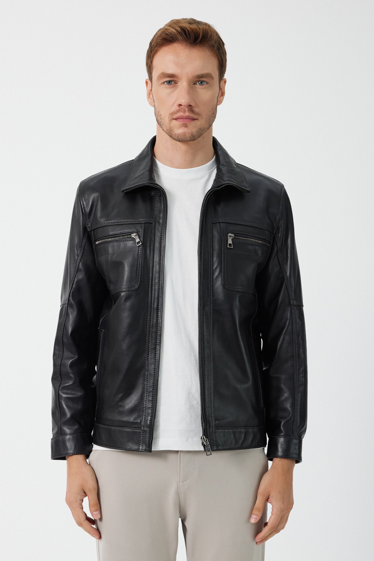 Adrian Men's Black Leather Coat