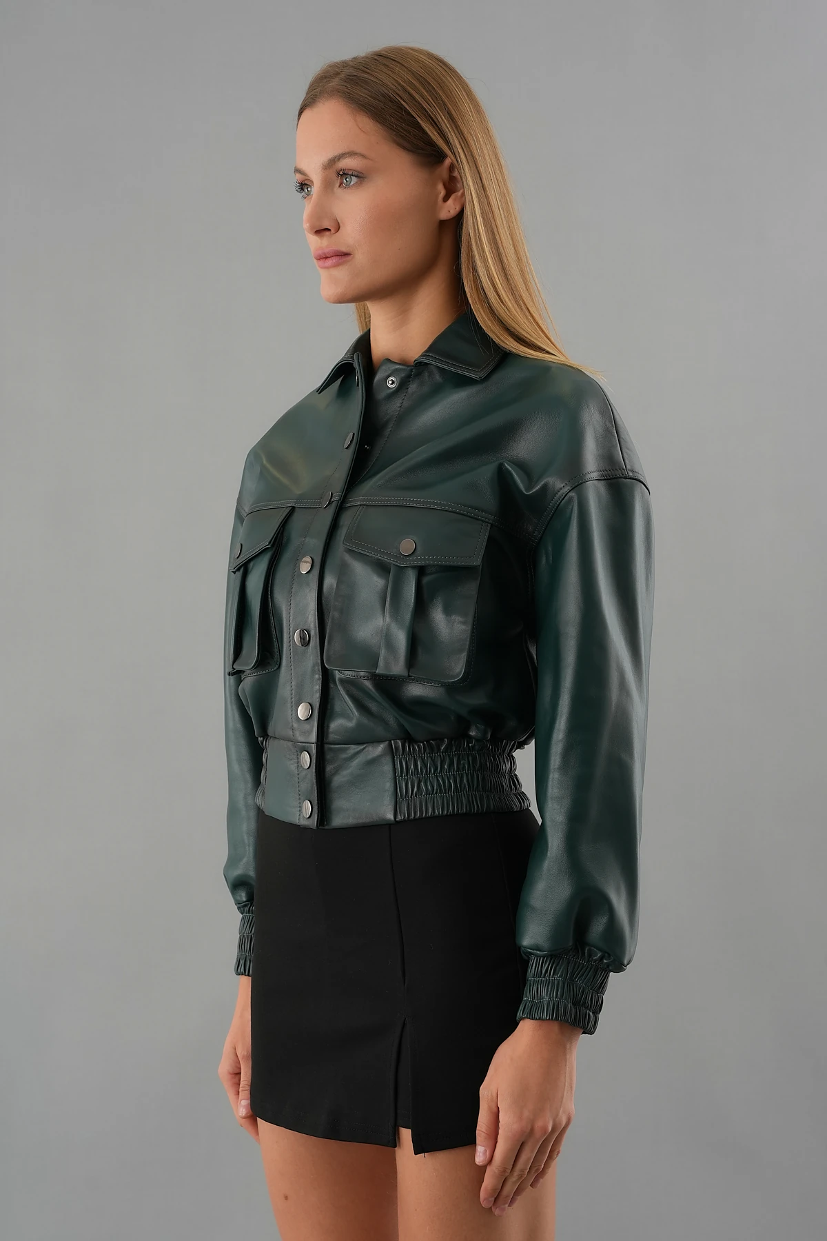 Luna Yeşil Kadın Deri Ceket