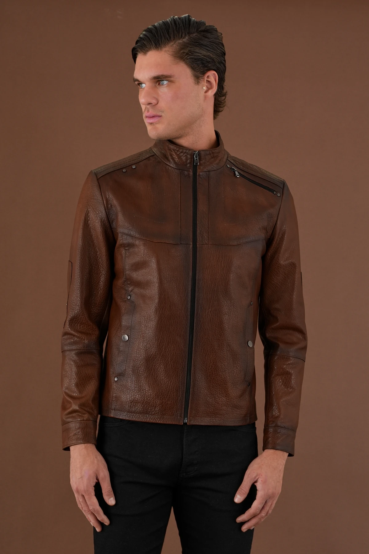 Vector Kahverengi Erkek Deri Mont
