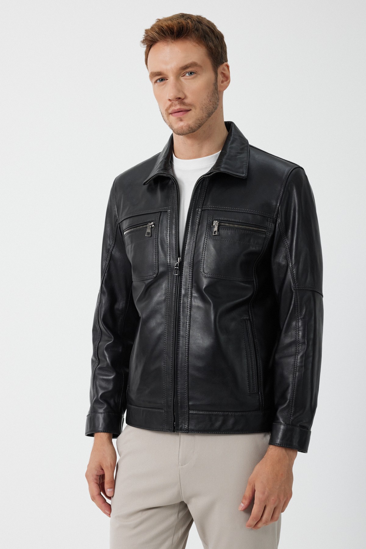 Adrian Men's Black Leather Coat