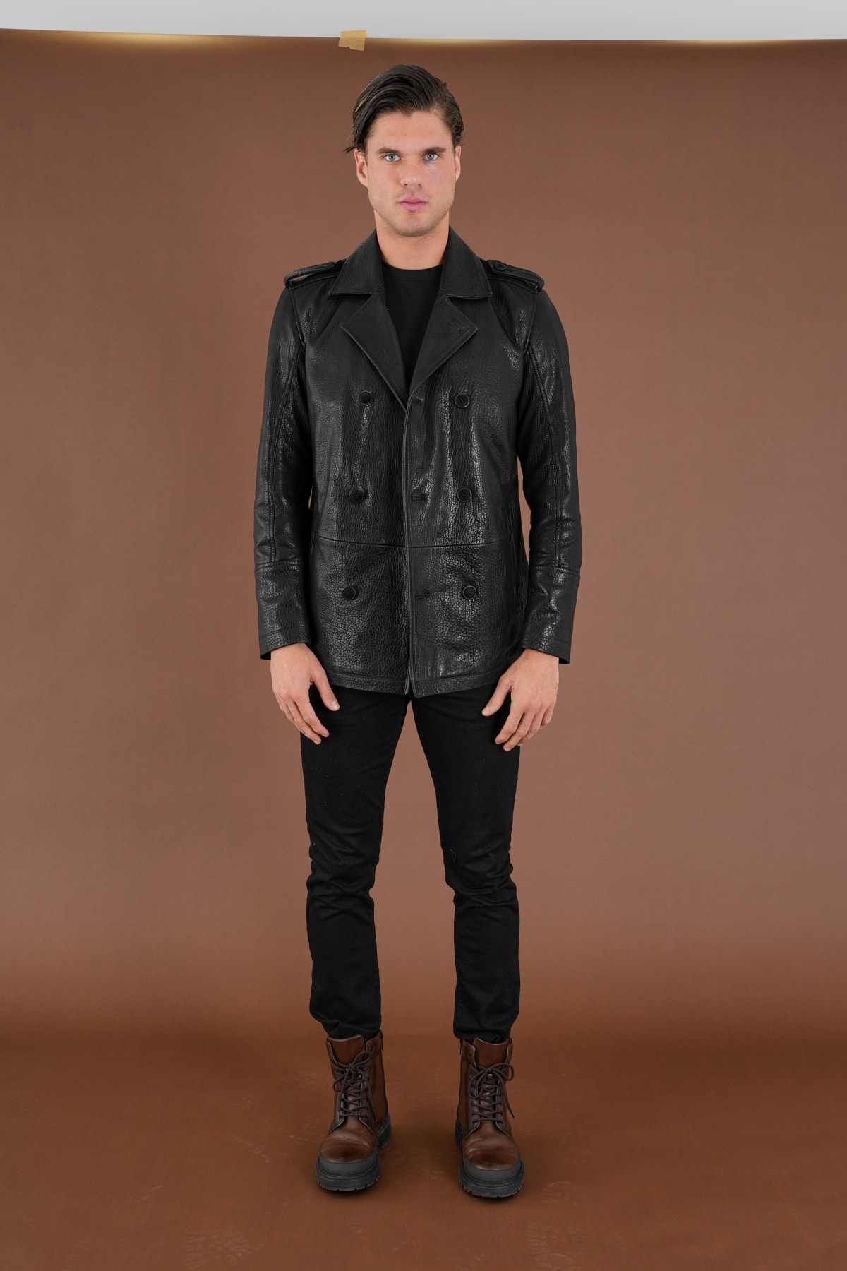 Freedy Siyah Erkek Deri Mont