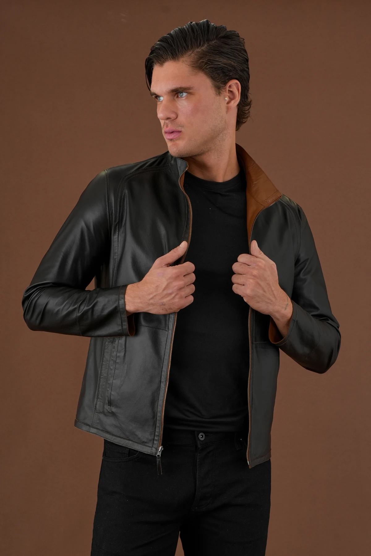 Denzel Kahverengi Erkek Deri Mont