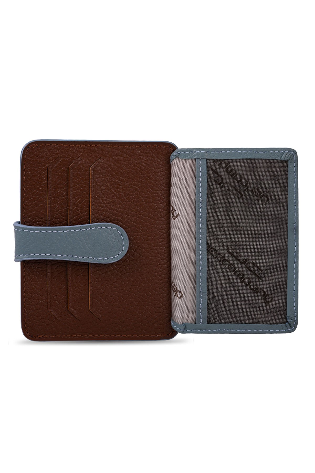 Men's Genuine Leather Wallet Card Holder Floater Patterned Brown Ice Blue