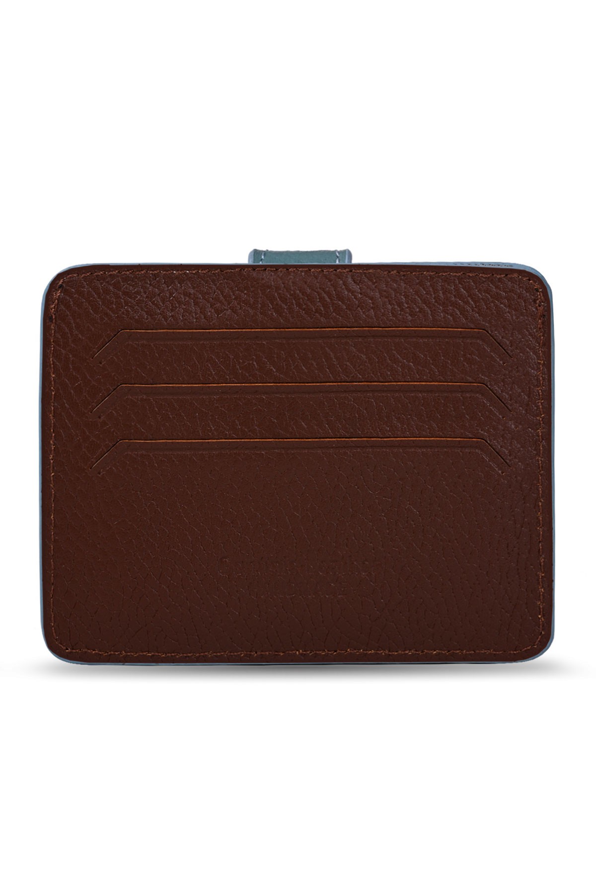Men's Genuine Leather Wallet Card Holder Floater Patterned Brown Ice Blue