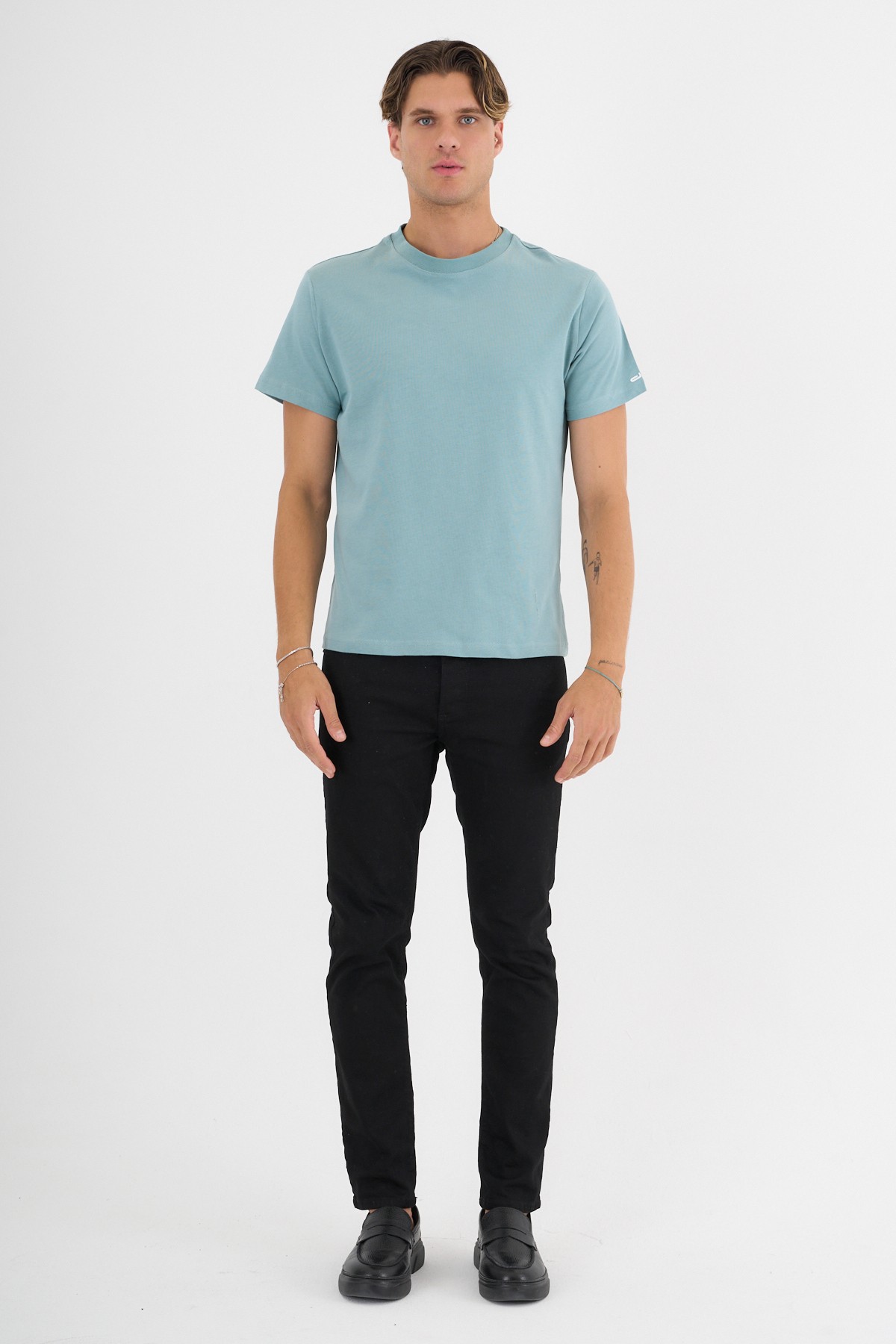 Erkek Yeşil %100 Pamuklu Standart Kalıp T-Shirt