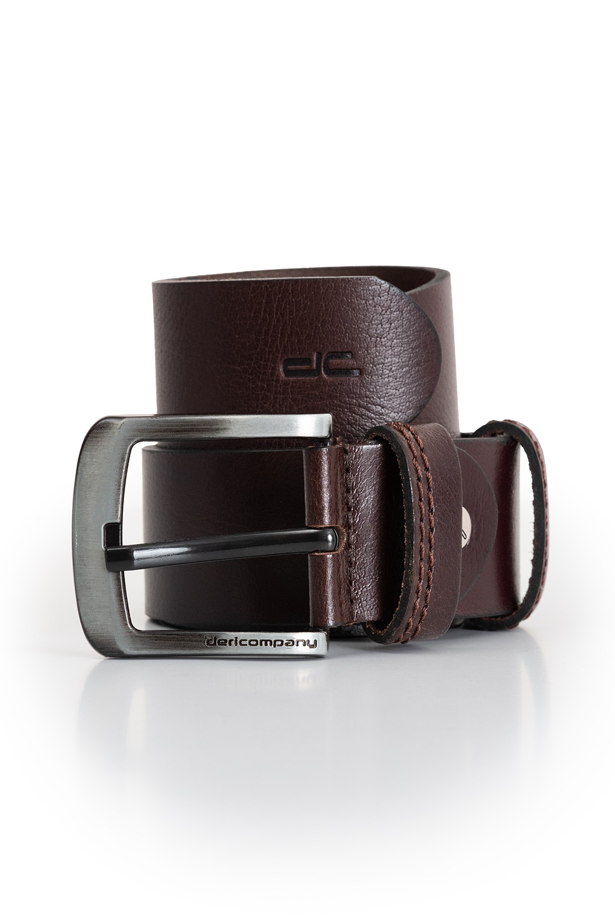 Men's Genuine Denim Leather Belt Brown