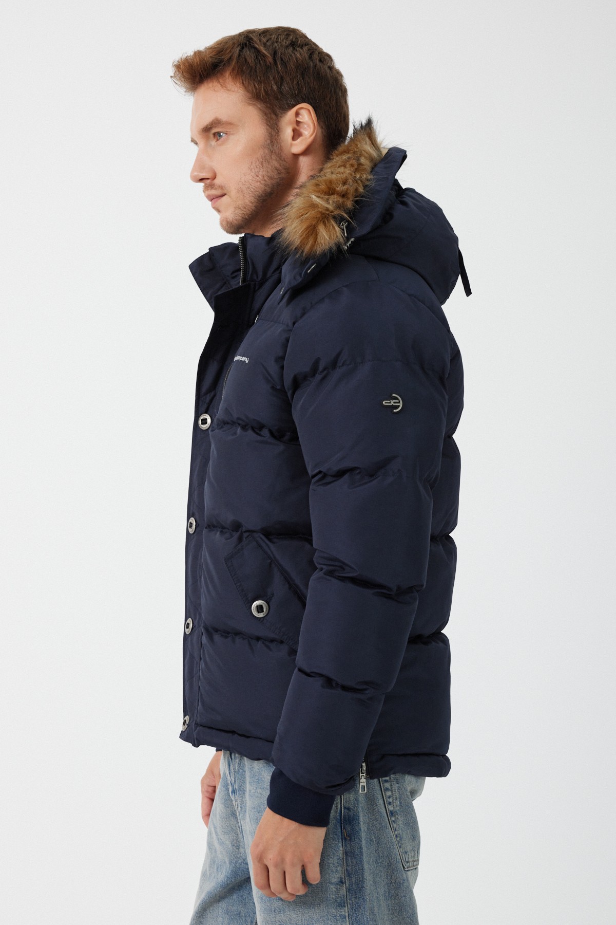 Thomas Hooded Inflatable Coat Navy Blue