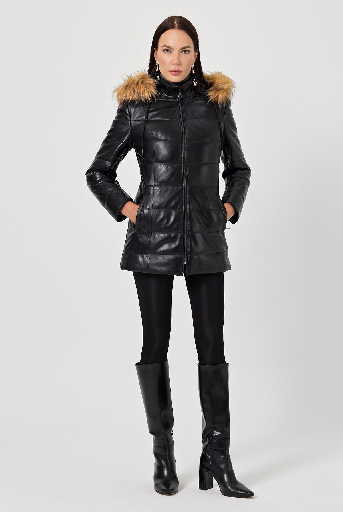 Zeta Women's Black Leather Coat