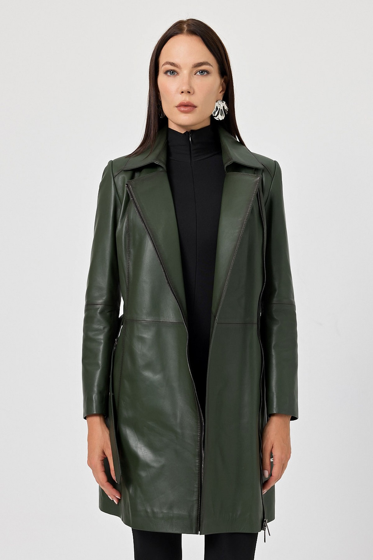 Rosana Women's Green Leather Coat