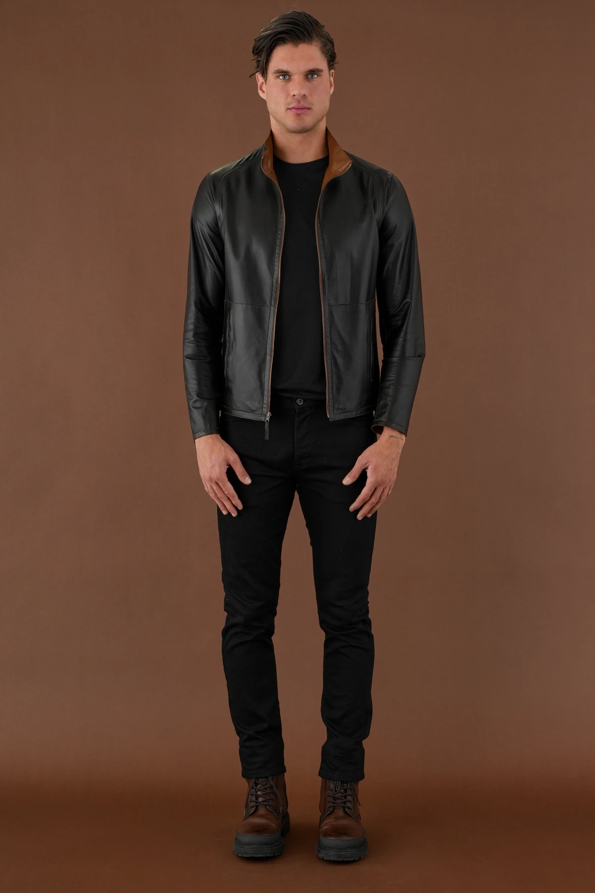 Denzel Kahverengi Erkek Deri Mont