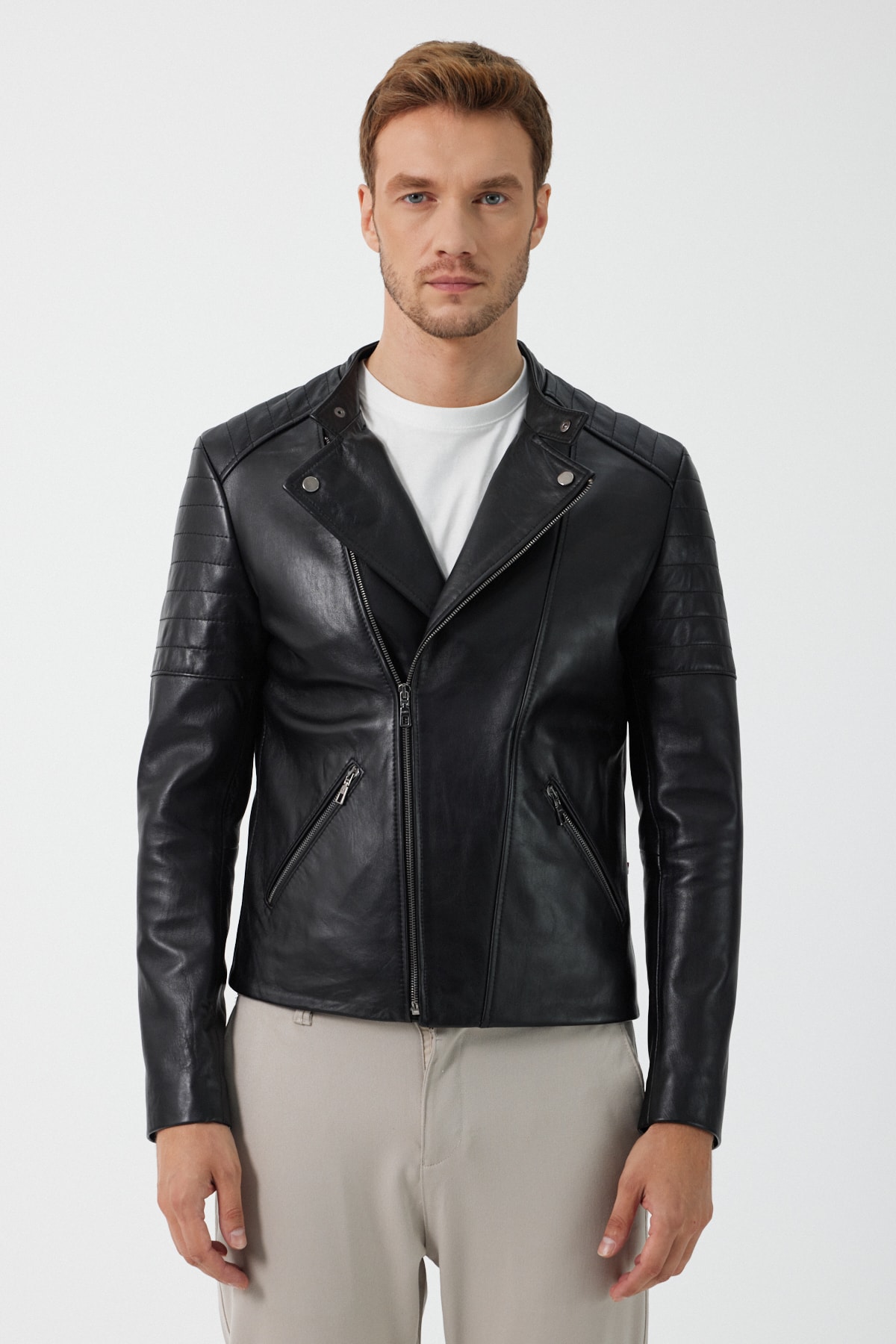 Paolo Erkek Siyah Deri Mont