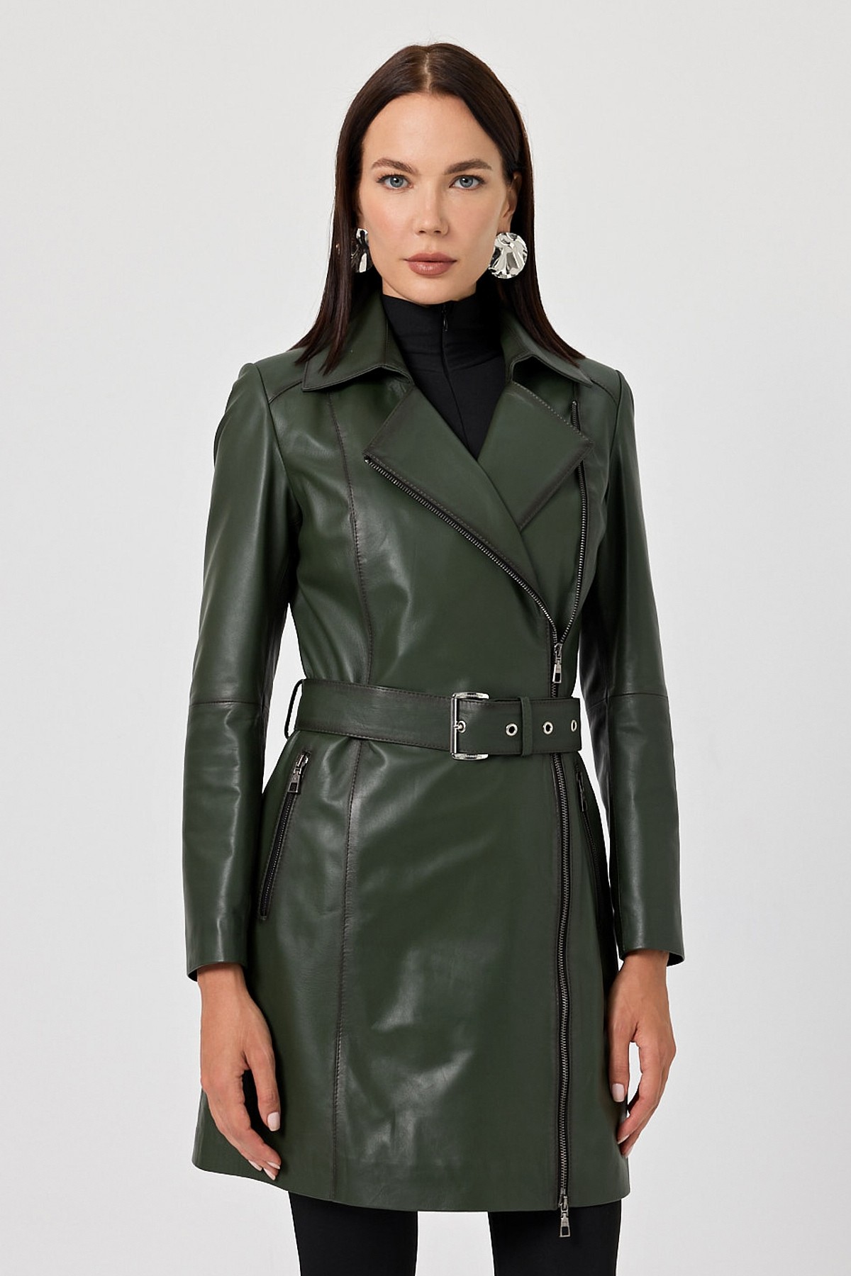 Rosana Women's Green Leather Coat