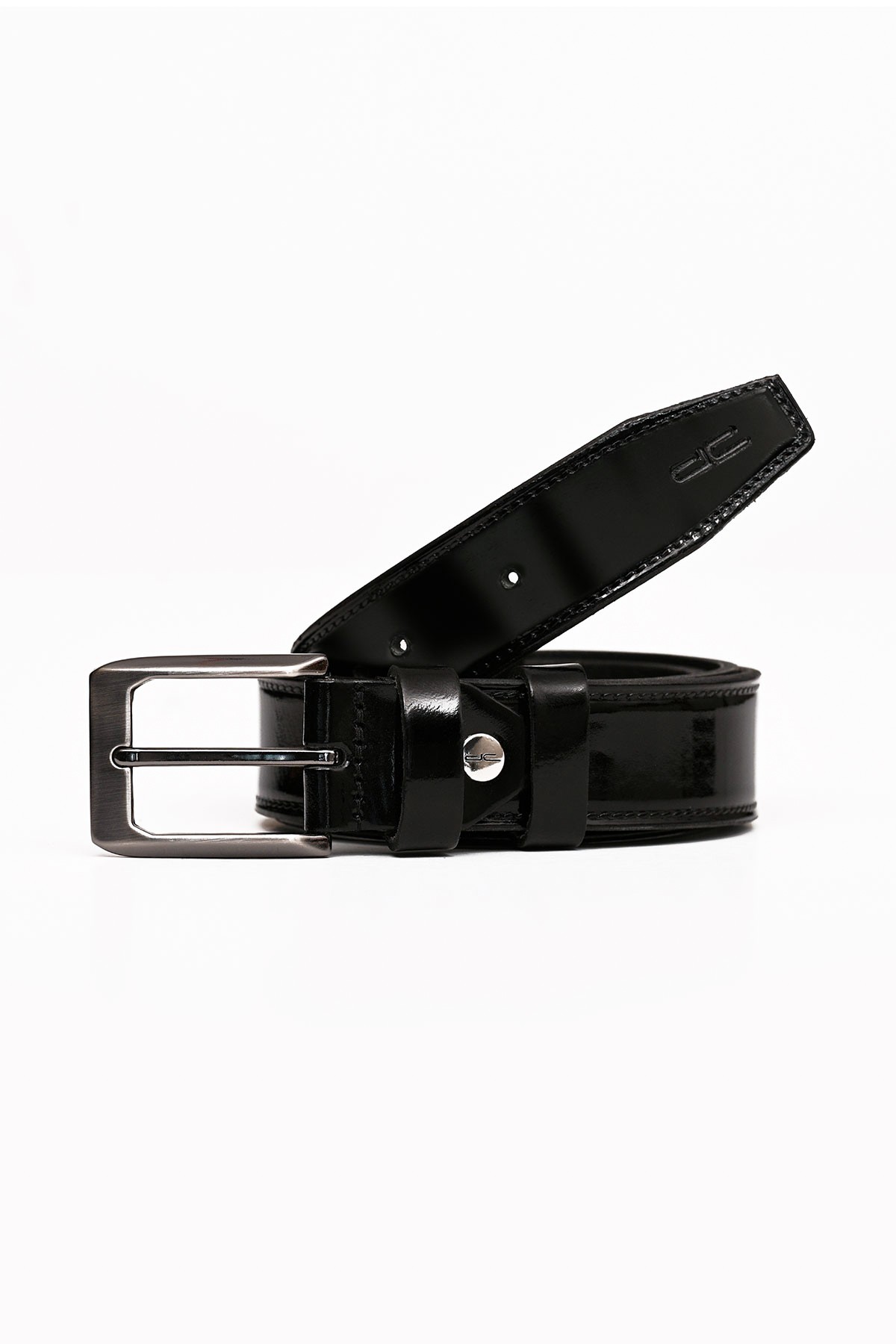 Men's Genuine Classic Leather Belt Patent Leather Black