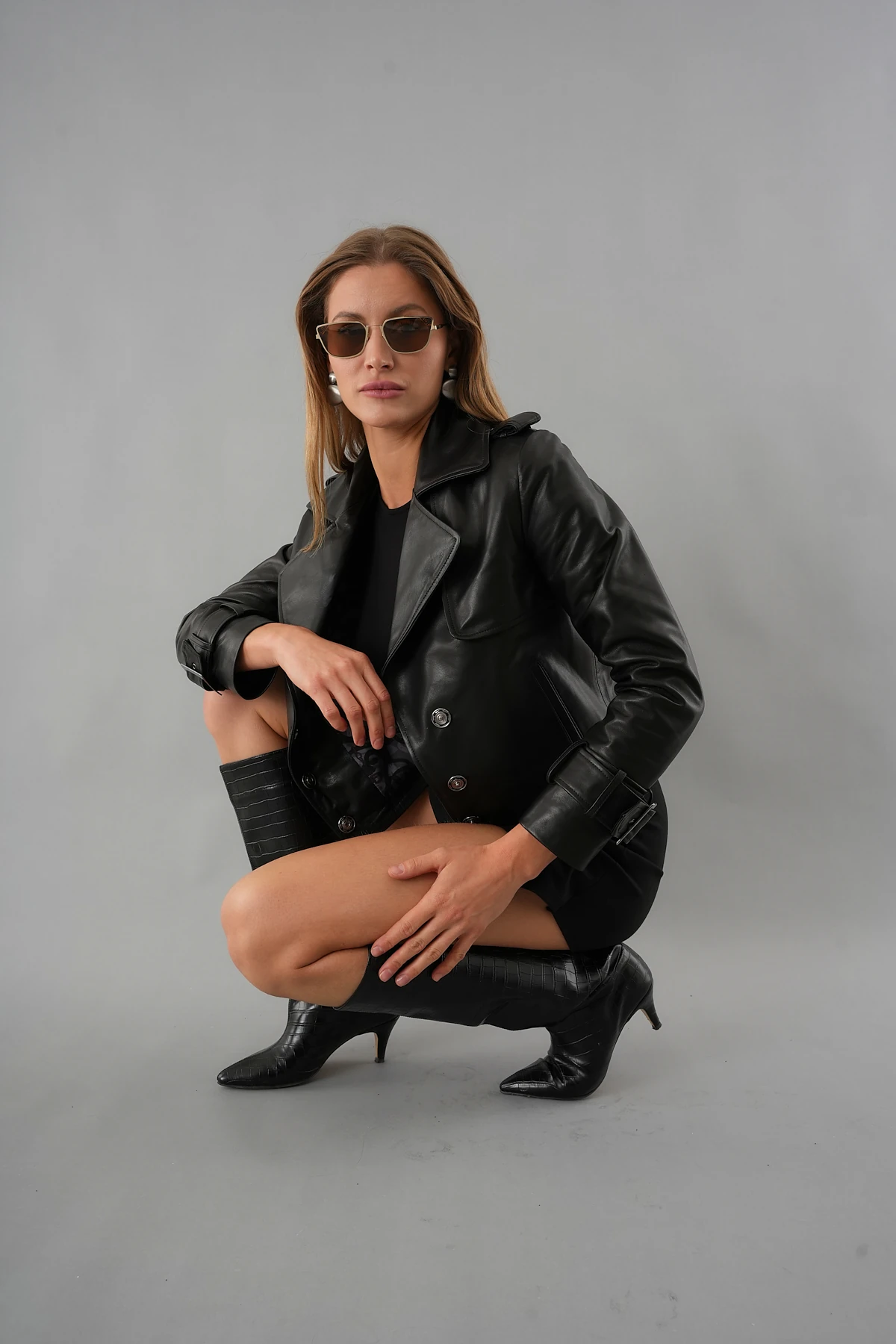 Shay Siyah Kadın Deri Ceket