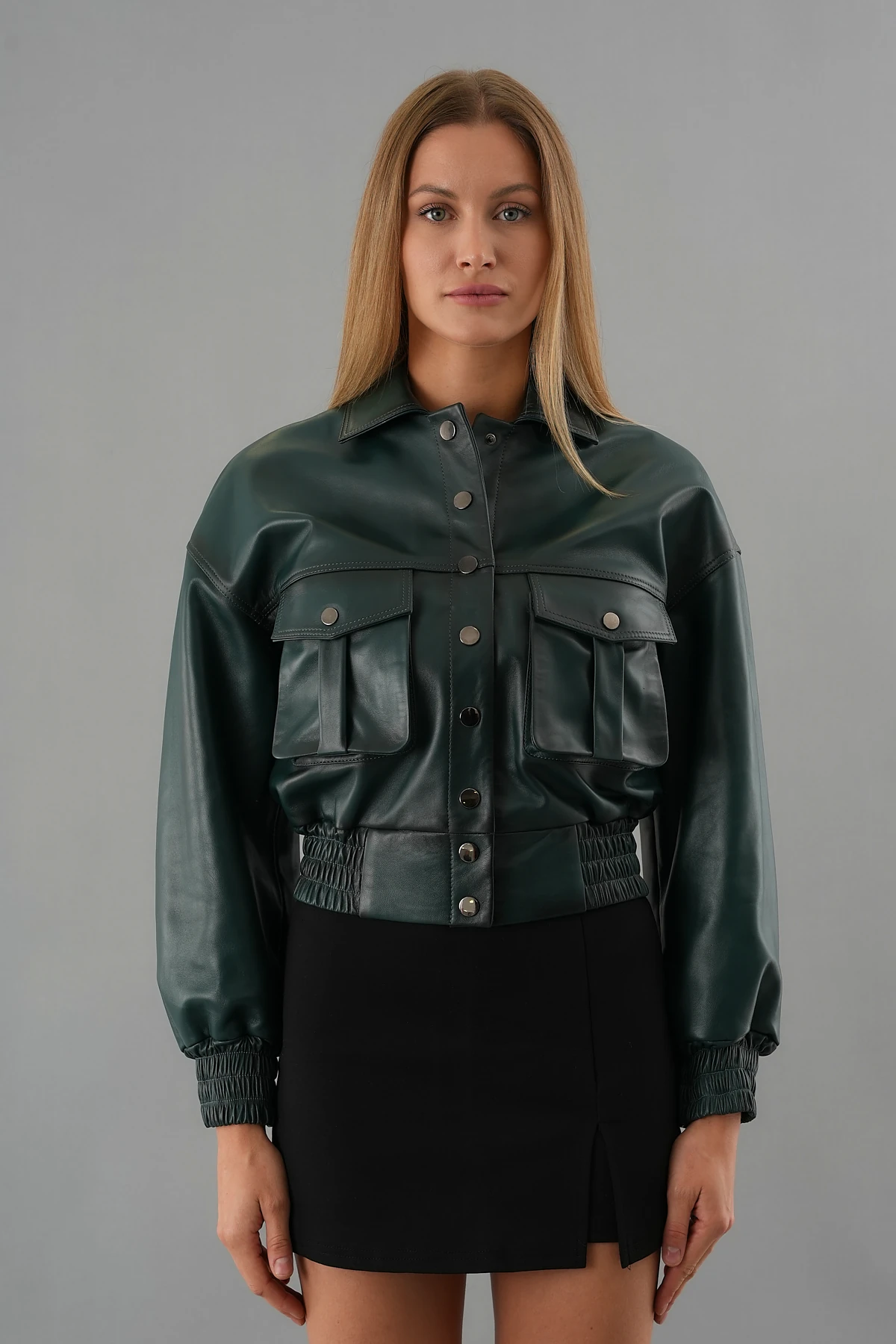 Luna Yeşil Kadın Deri Ceket