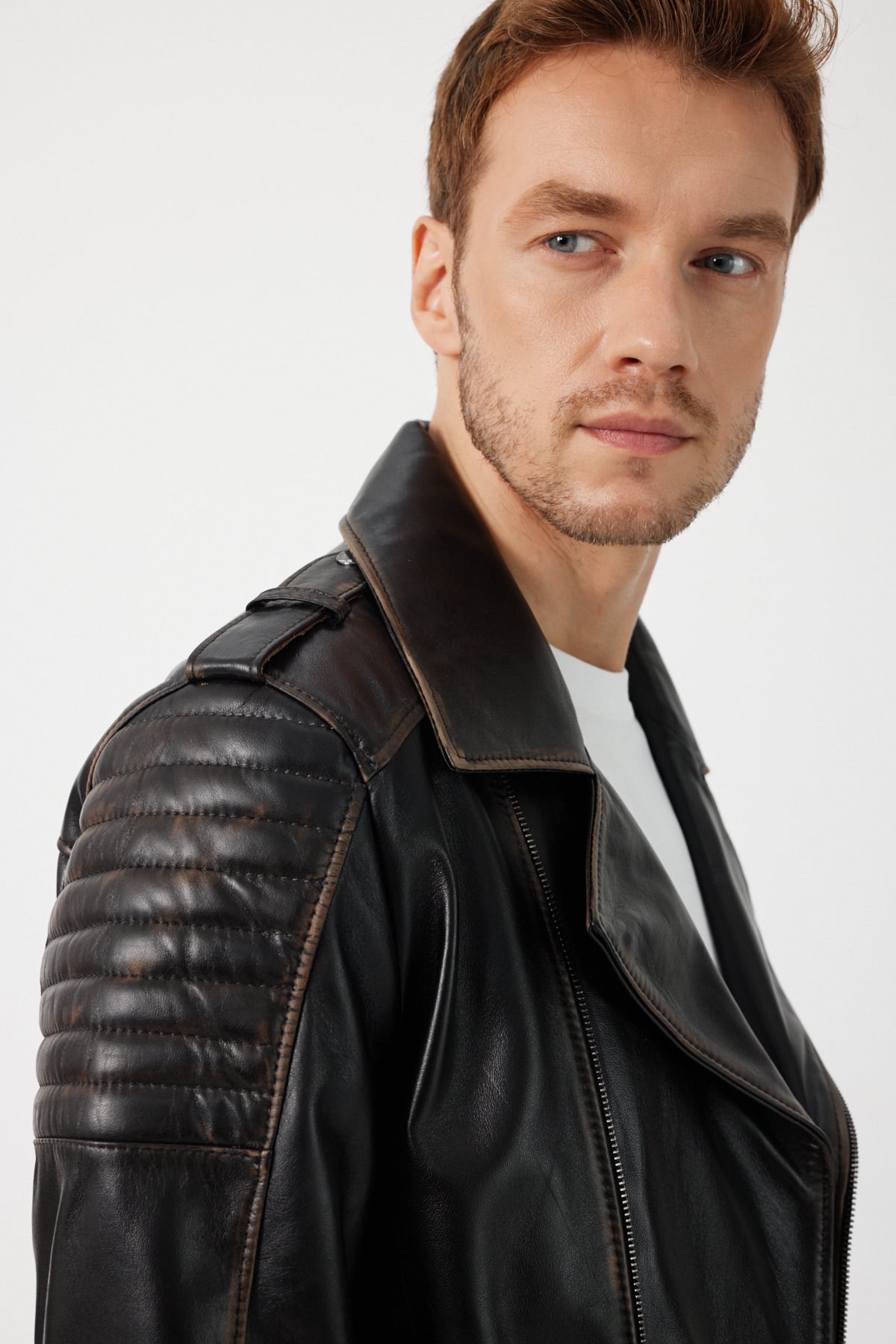 Franco Siyah Vintage Deri Mont