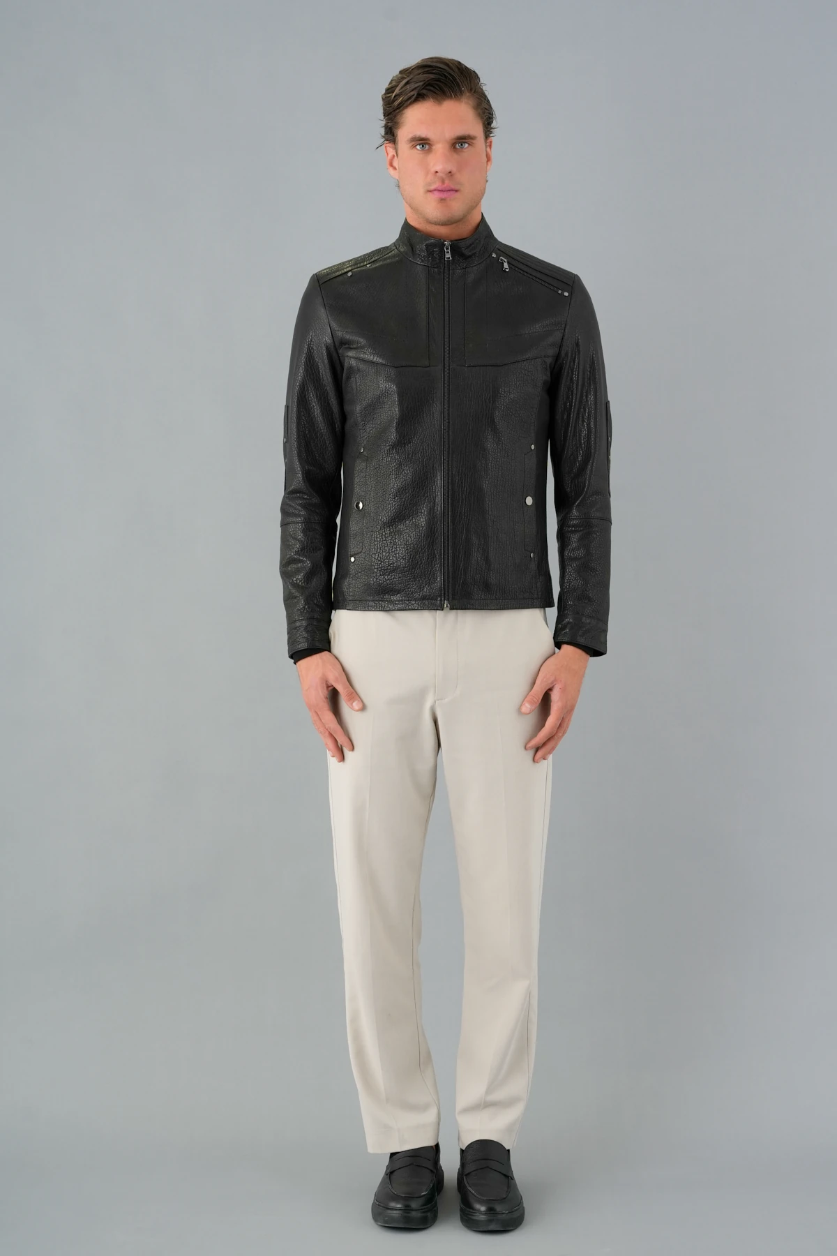 Vector Siyah Erkek Deri Mont