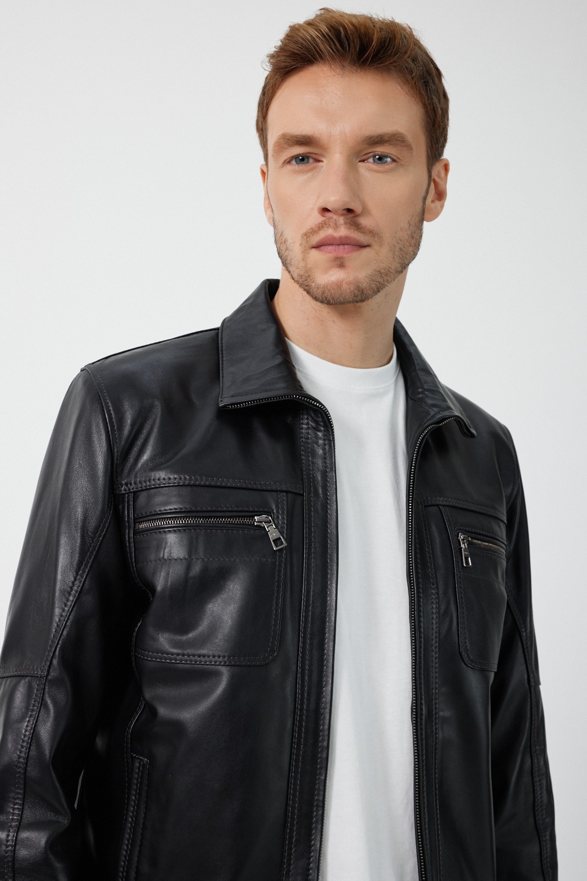 Adrian Men's Black Leather Coat
