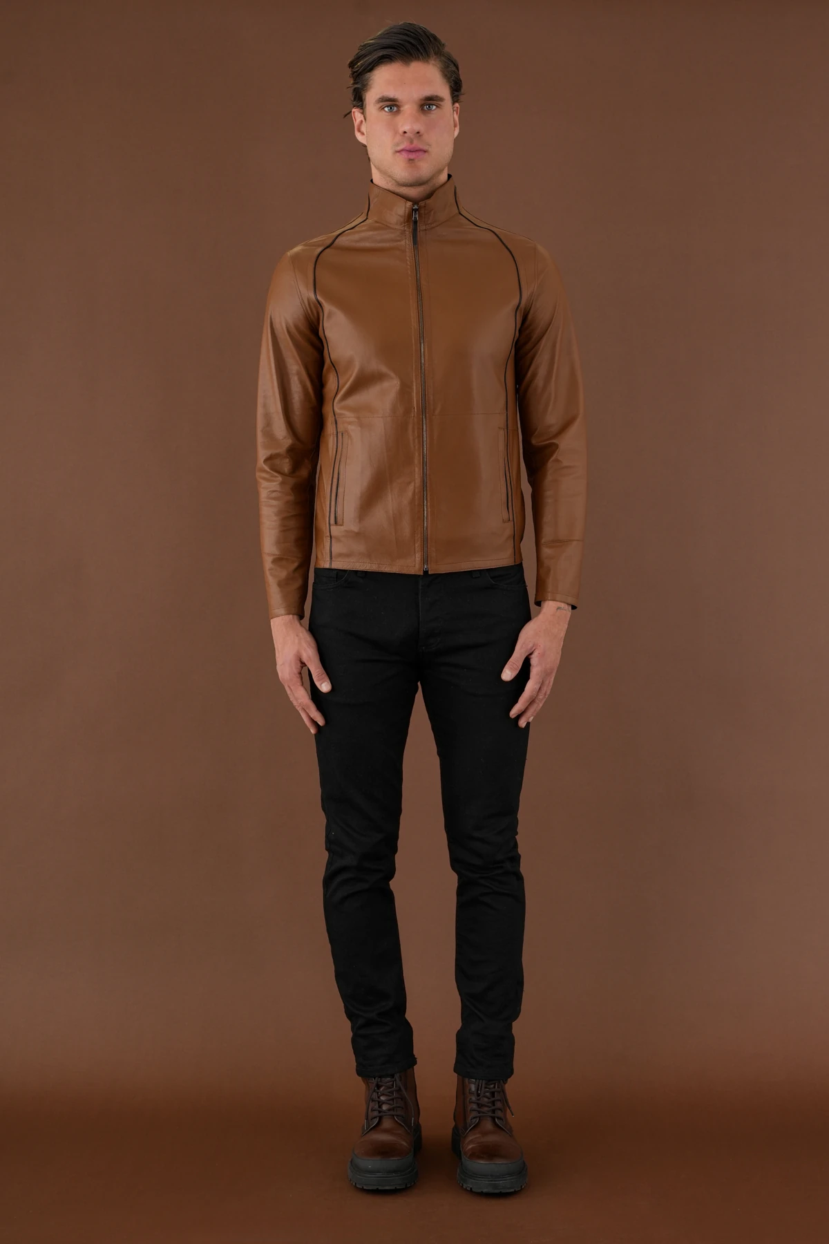 Denzel Kahverengi Erkek Deri Mont