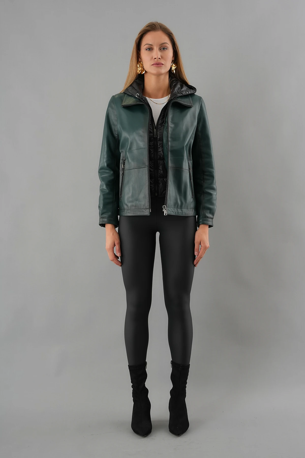 Holly Yeşil Kadın Deri Mont