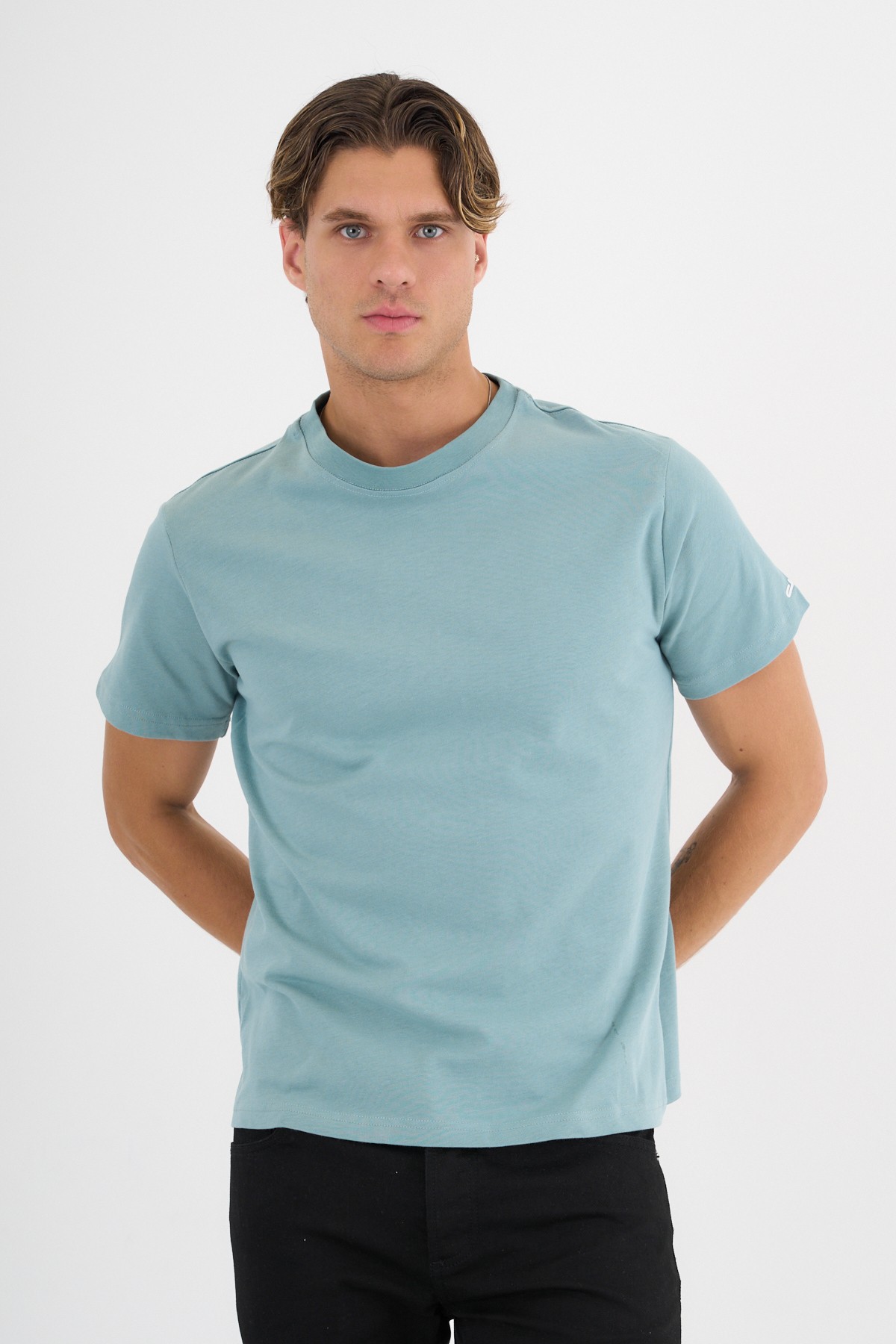 Erkek Yeşil %100 Pamuklu Standart Kalıp T-Shirt