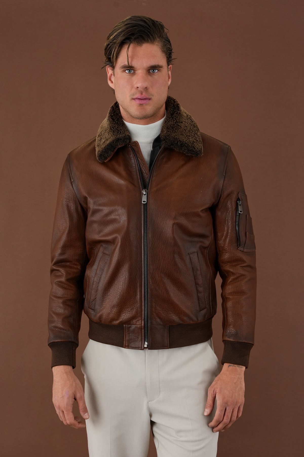 Albert Kahverengi Erkek Deri Mont