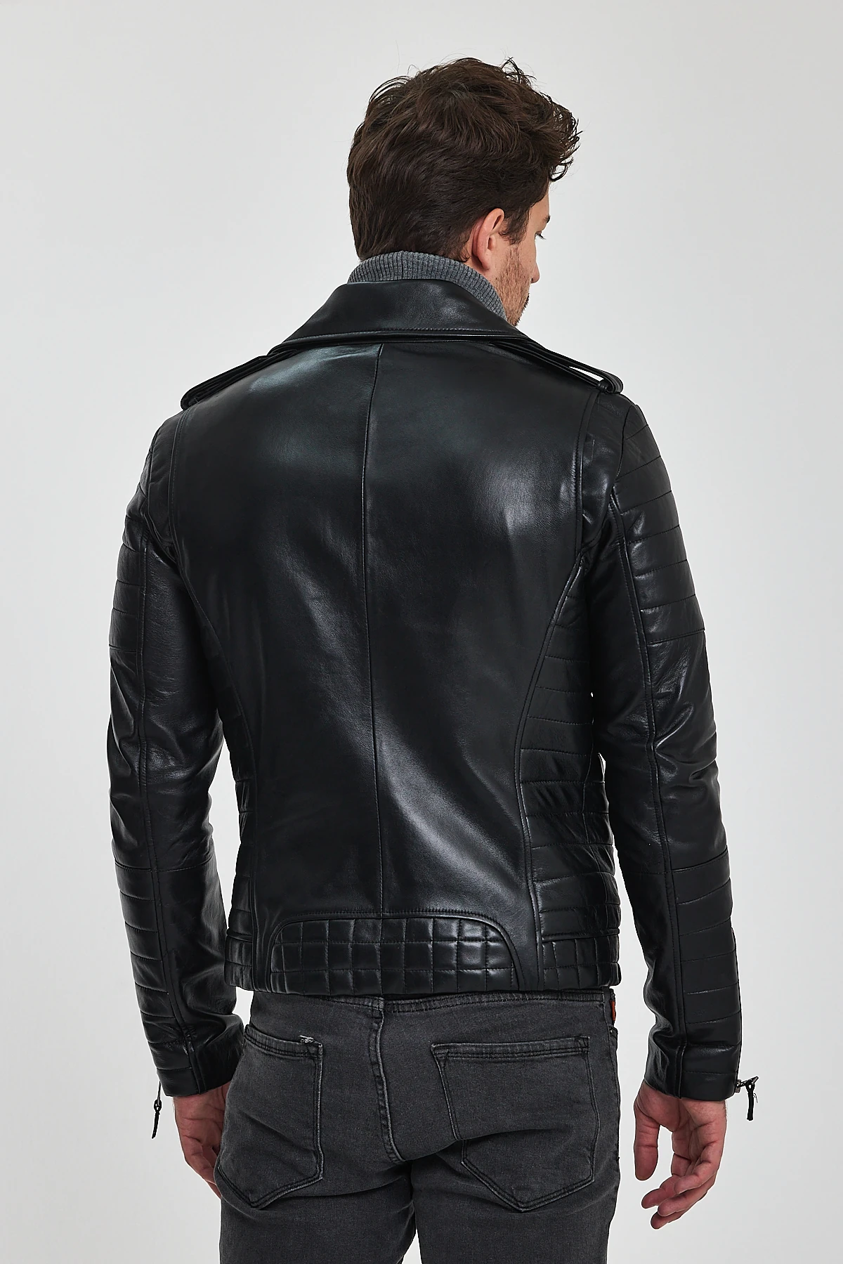 Roberto Erkek Siyah Deri Mont