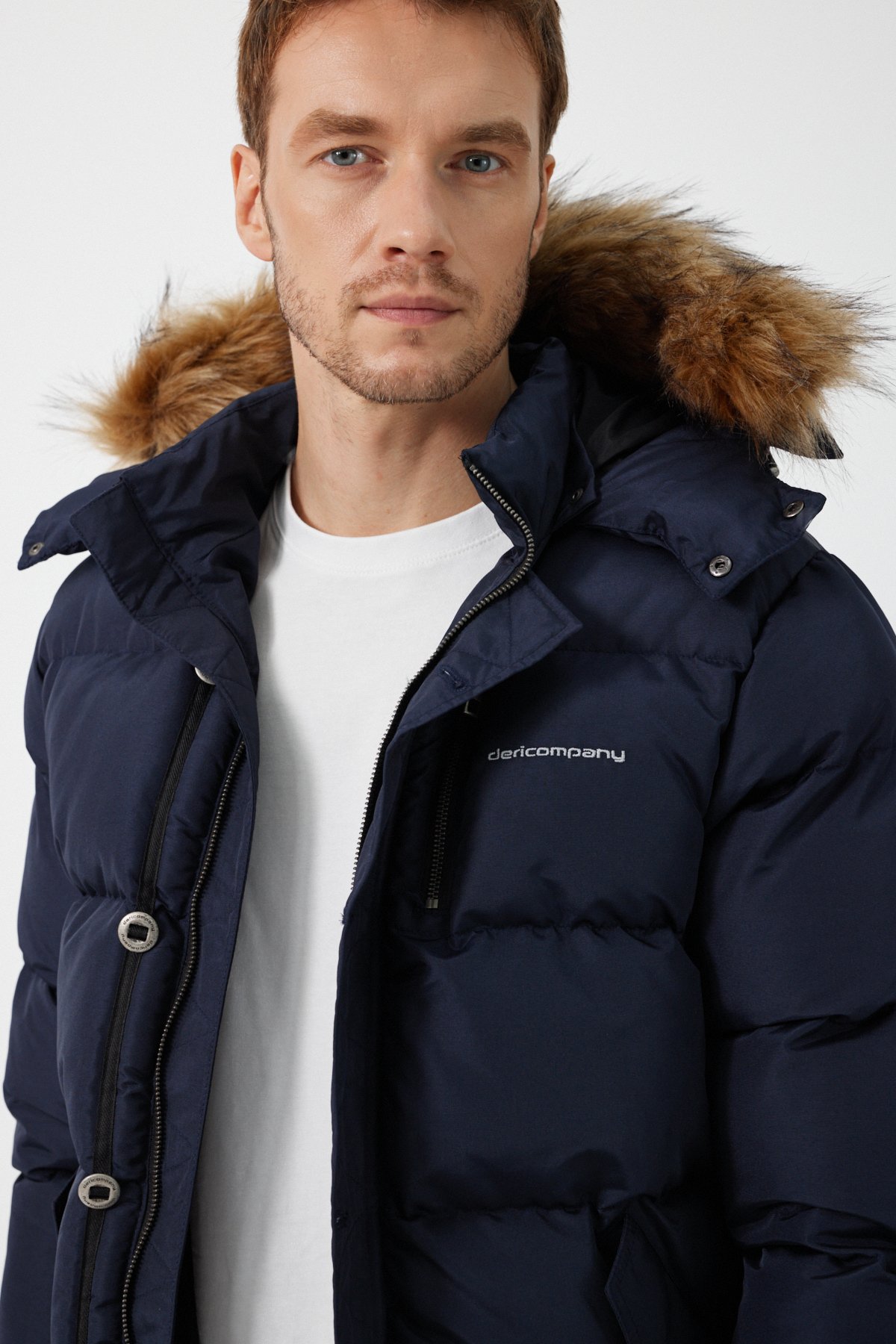 Thomas Hooded Inflatable Coat Navy Blue