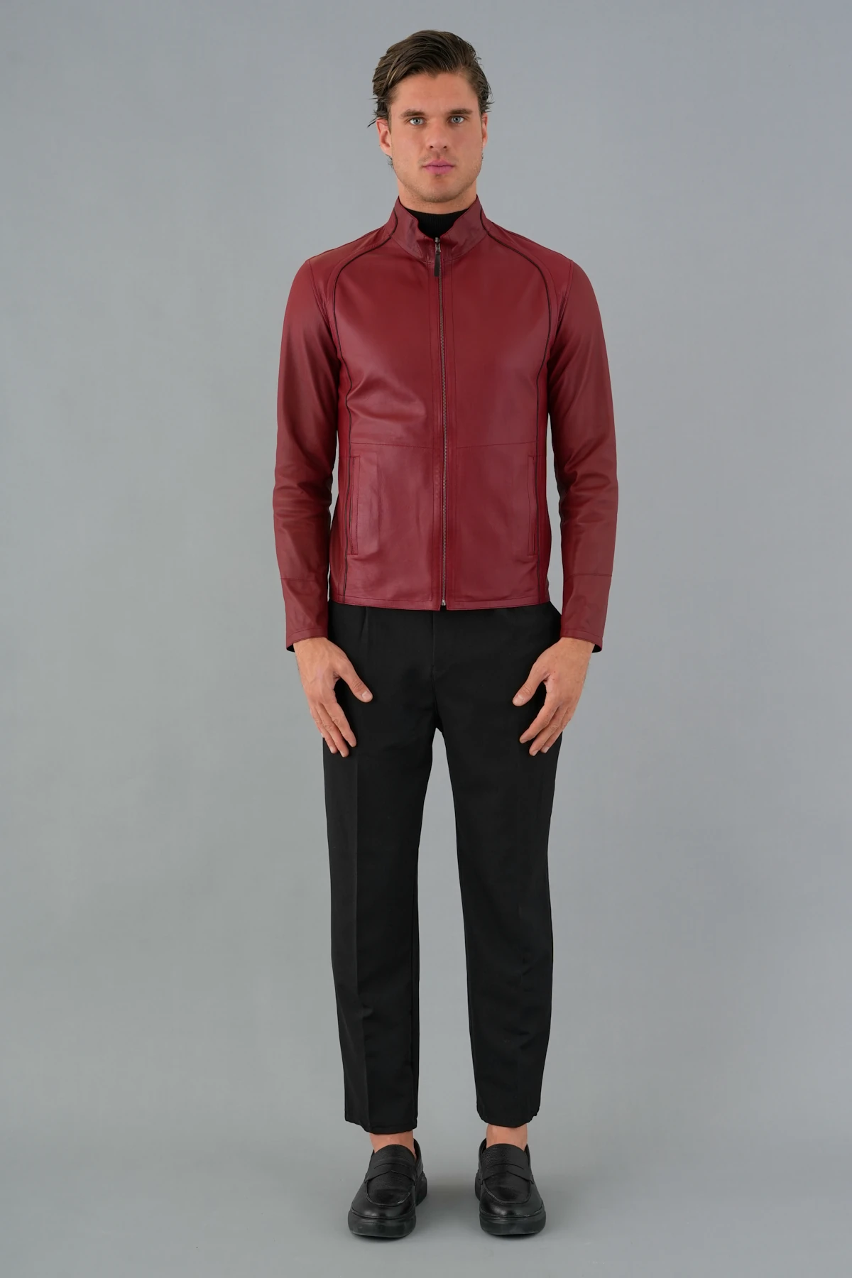 Denzel Erkek Kırmızı Deri Mont