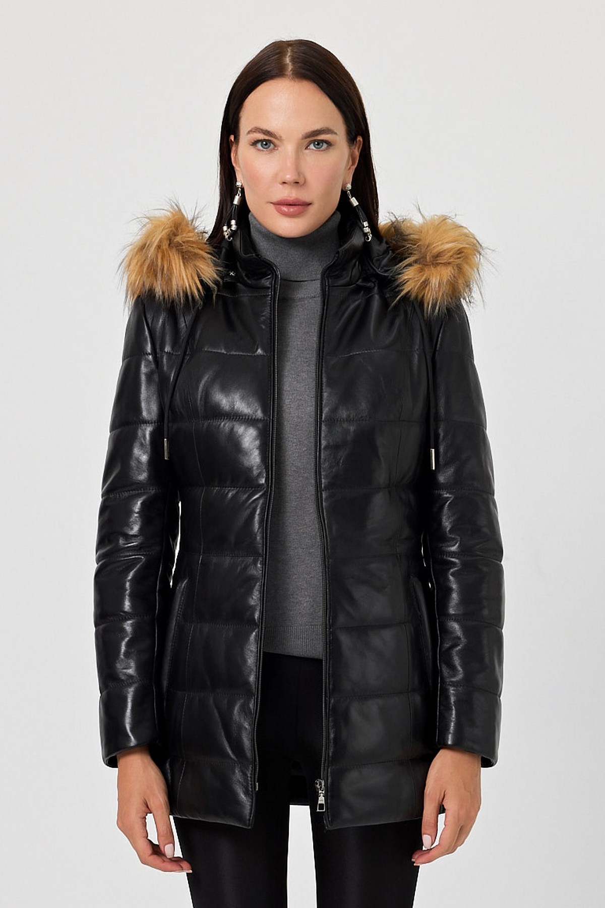 Zeta Women's Black Leather Coat