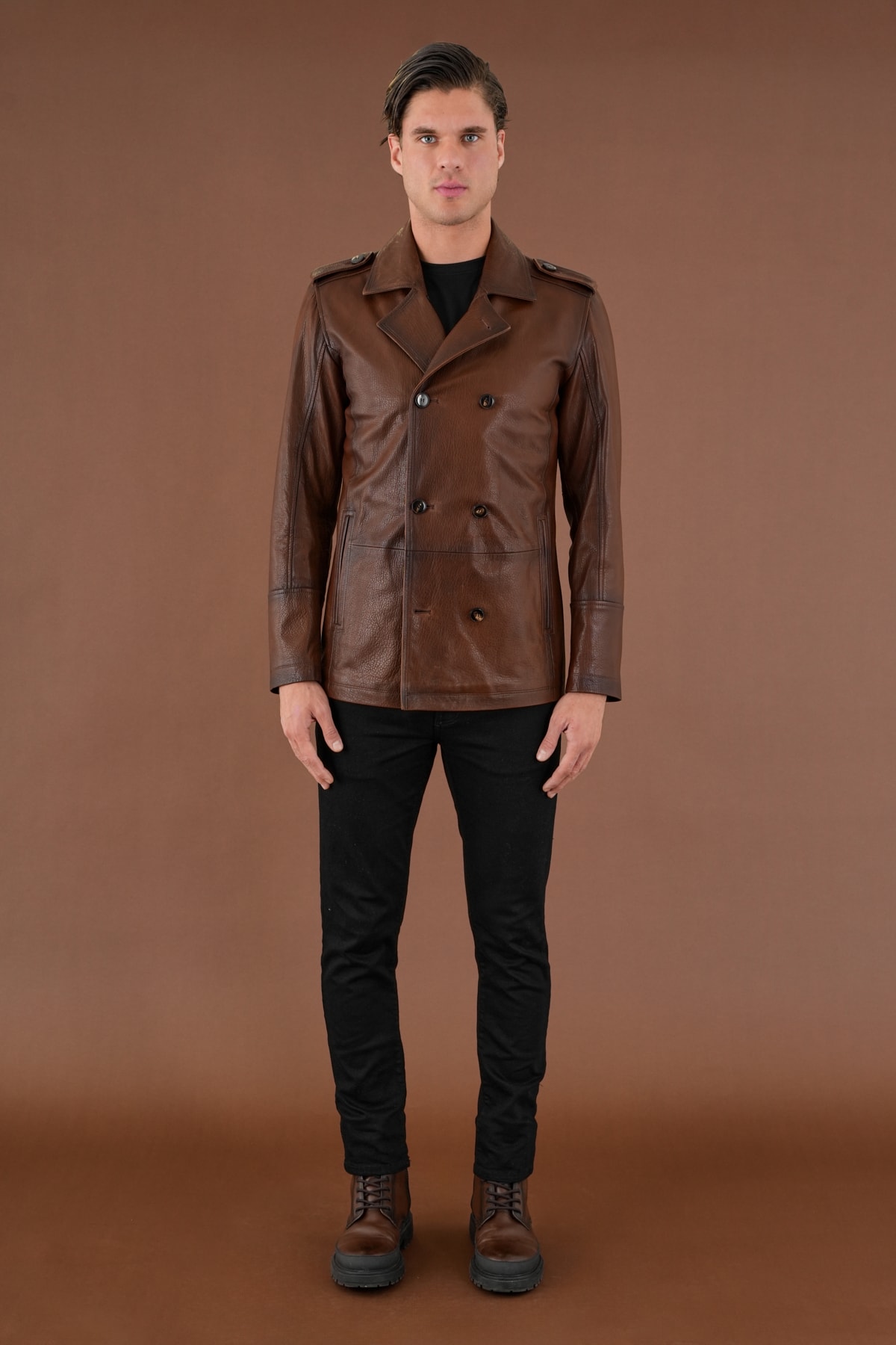 Freedy Kahverengi Erkek Deri Mont