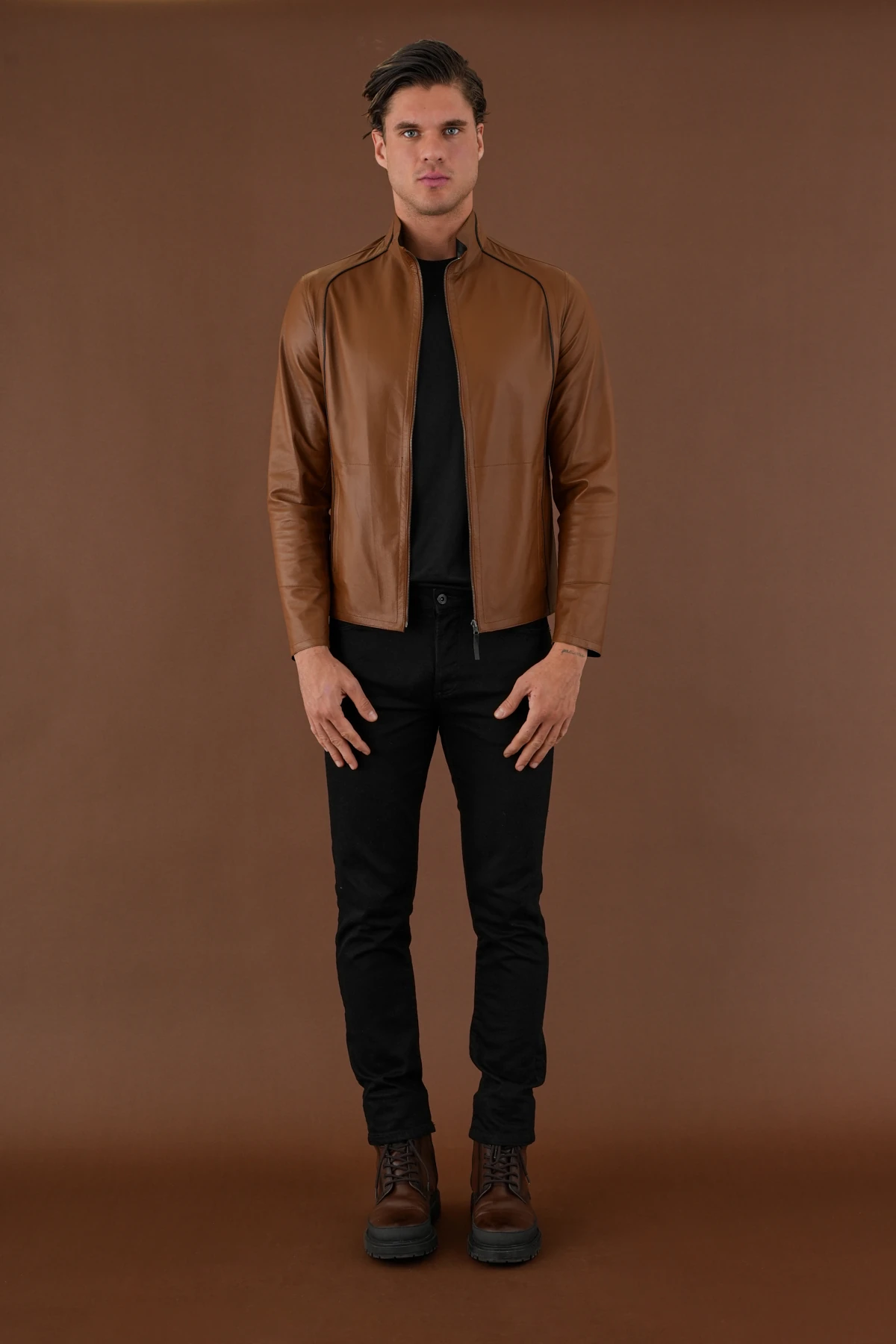 Denzel Kahverengi Erkek Deri Mont