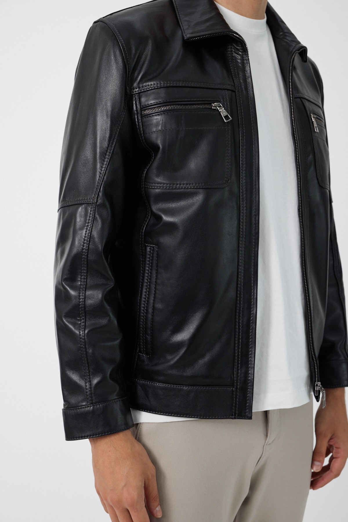 Adrian Men's Black Leather Coat