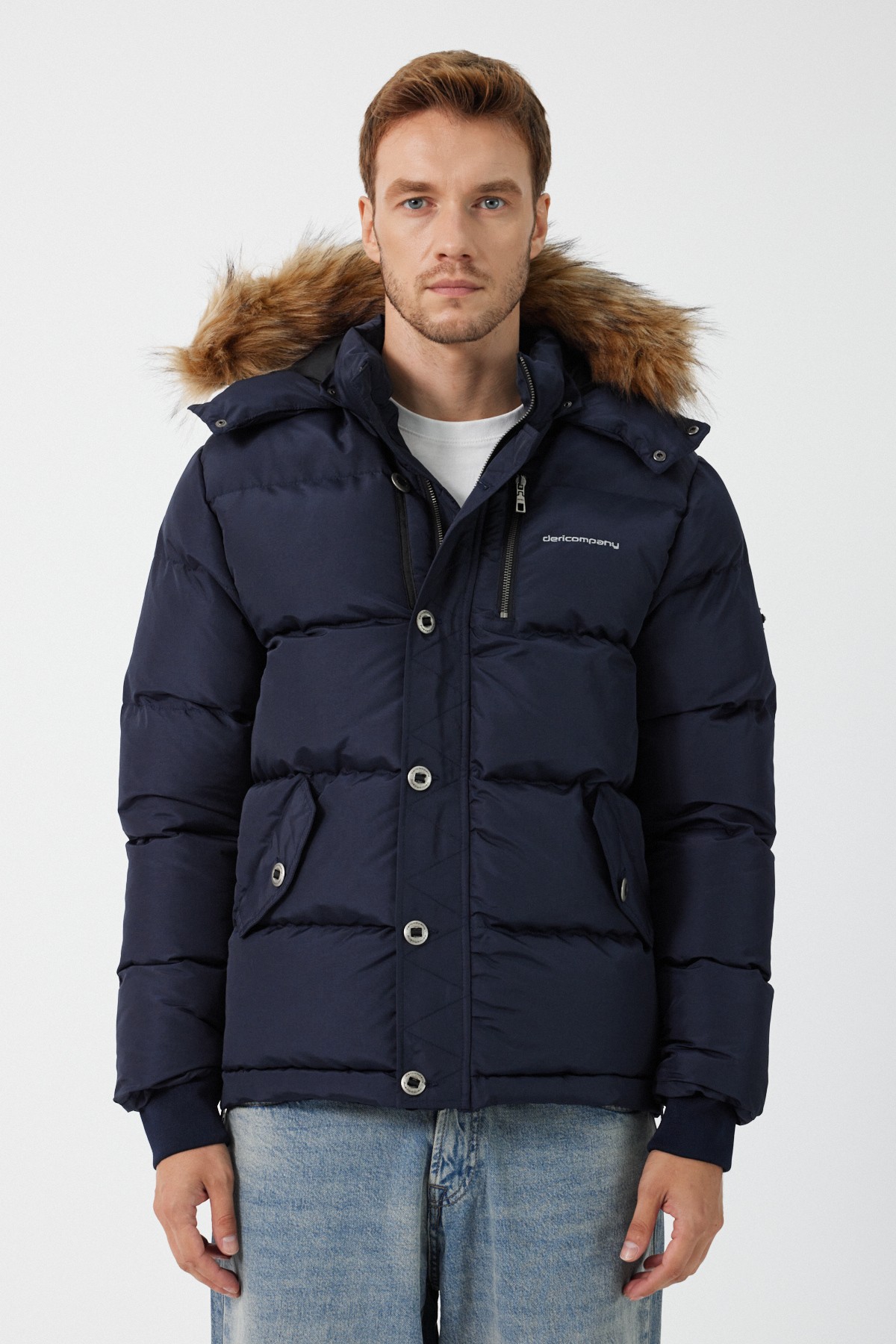 Thomas Hooded Inflatable Coat Navy Blue