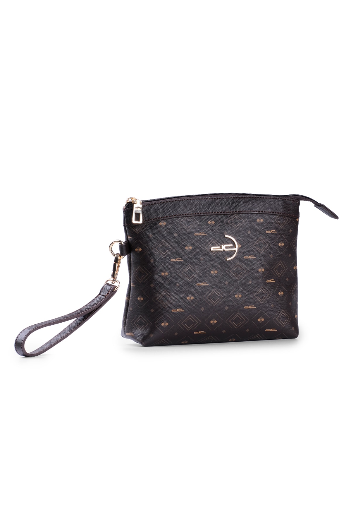Women's Basic Clutch Bag Monogram Patterned Logo Brown Taba