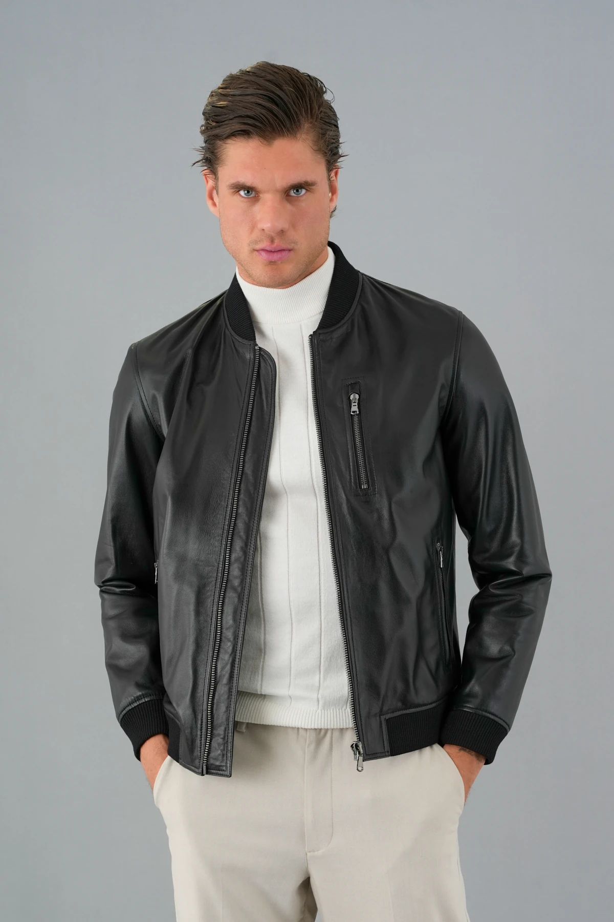 Arthur Siyah Erkek Deri Mont