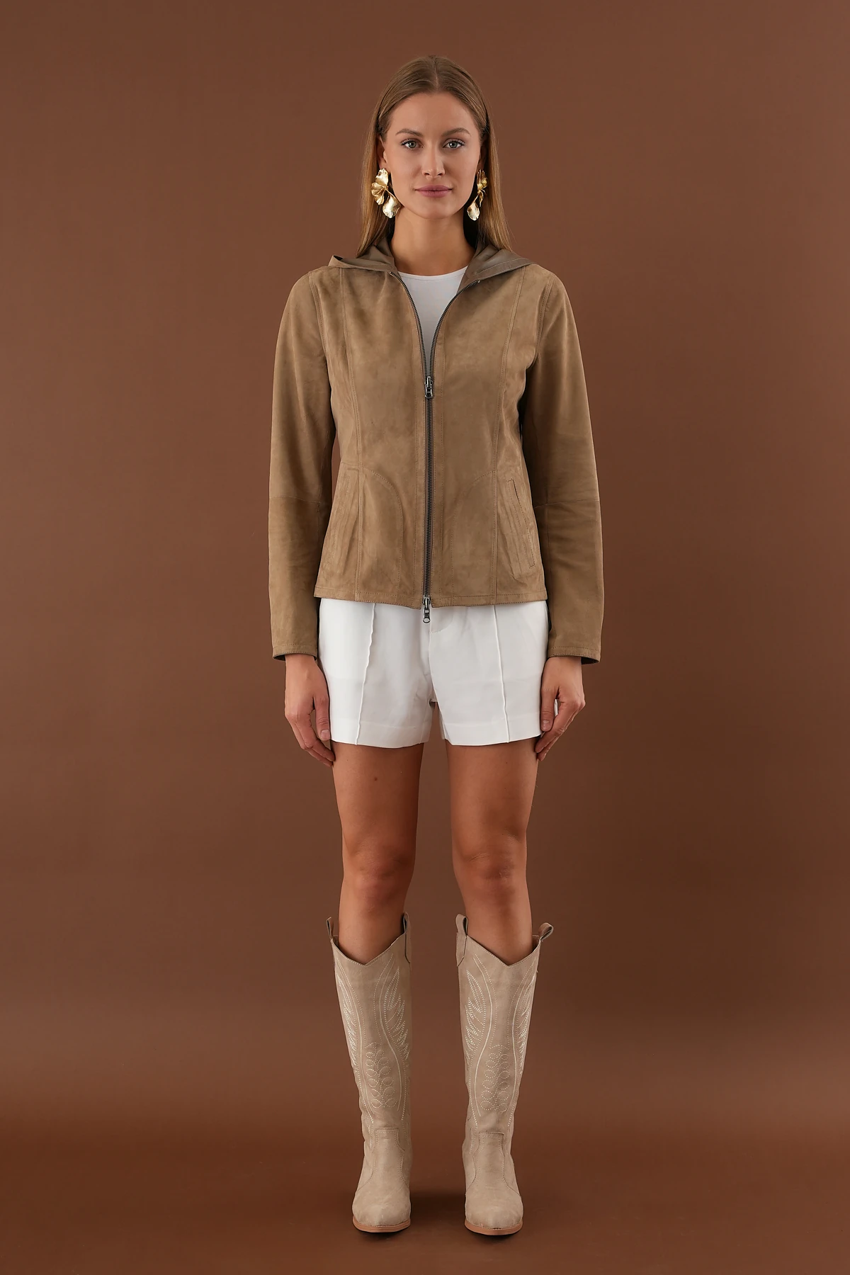 Sweet Sütlü Kahve Kadın Deri Ceket