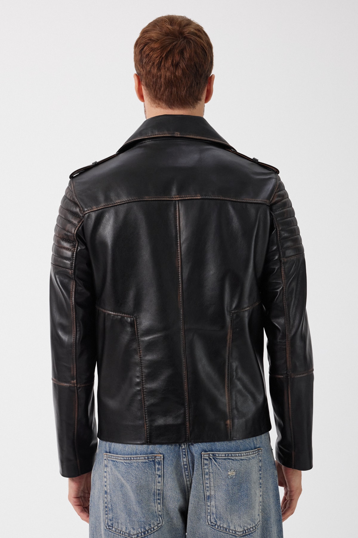 Franco Siyah Vintage Deri Mont