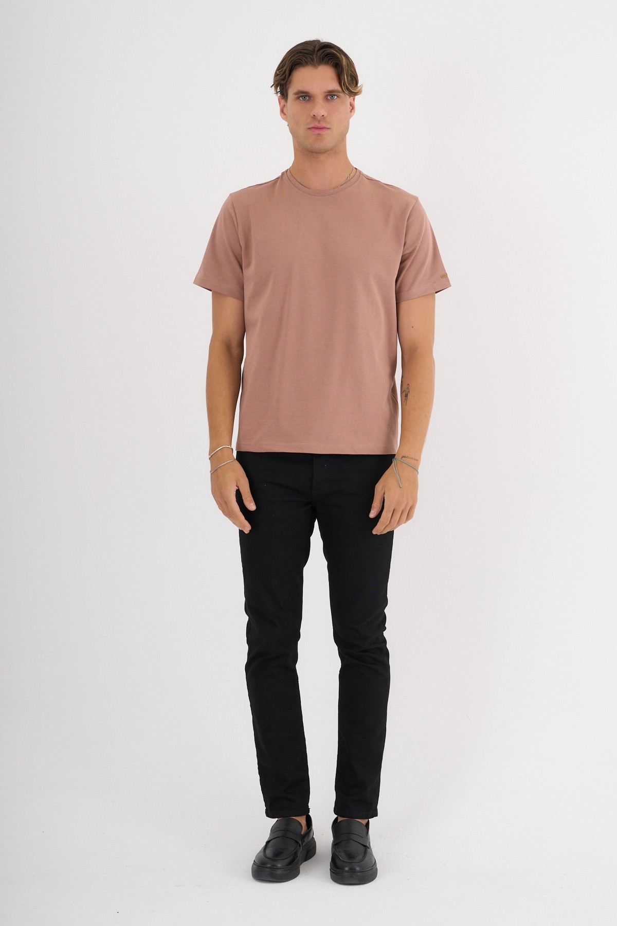 Erkek Kahverengi %100 Pamuklu Standart Kalıp T-Shirt