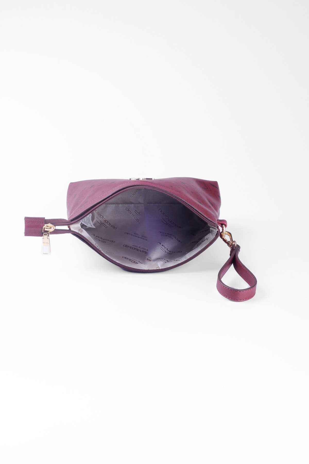Women's Basic Clutch Bag Monogram Patterned Logo Burgundy Black