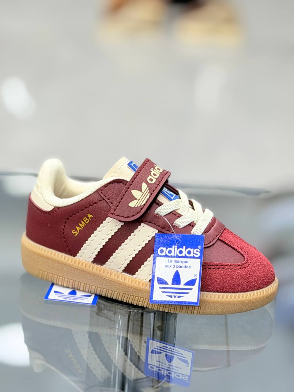 Bordo Çizgili Spor Ayakkabı