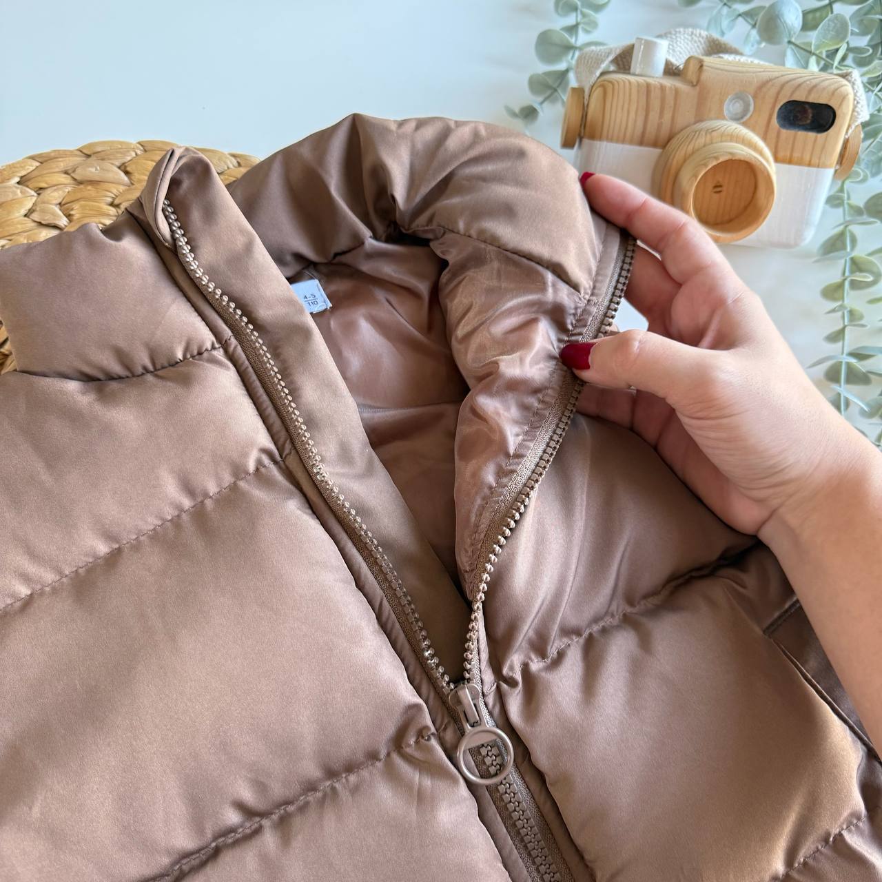 Kahverengi Unisex Su Geçirmez Kumaş Şişme Yelek