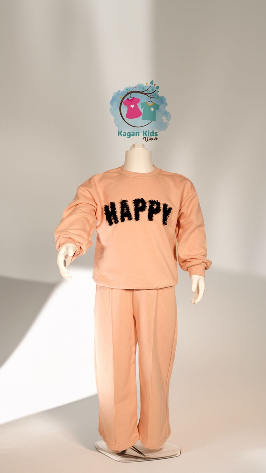 Happy İşleme Detaylı Sweatshirt ve Bol Paça Takım